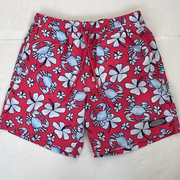 Vineyard Vines Coral and Blue Swim Trunks Shorts with Elastic Waistband Medium - Picture 6 of 16